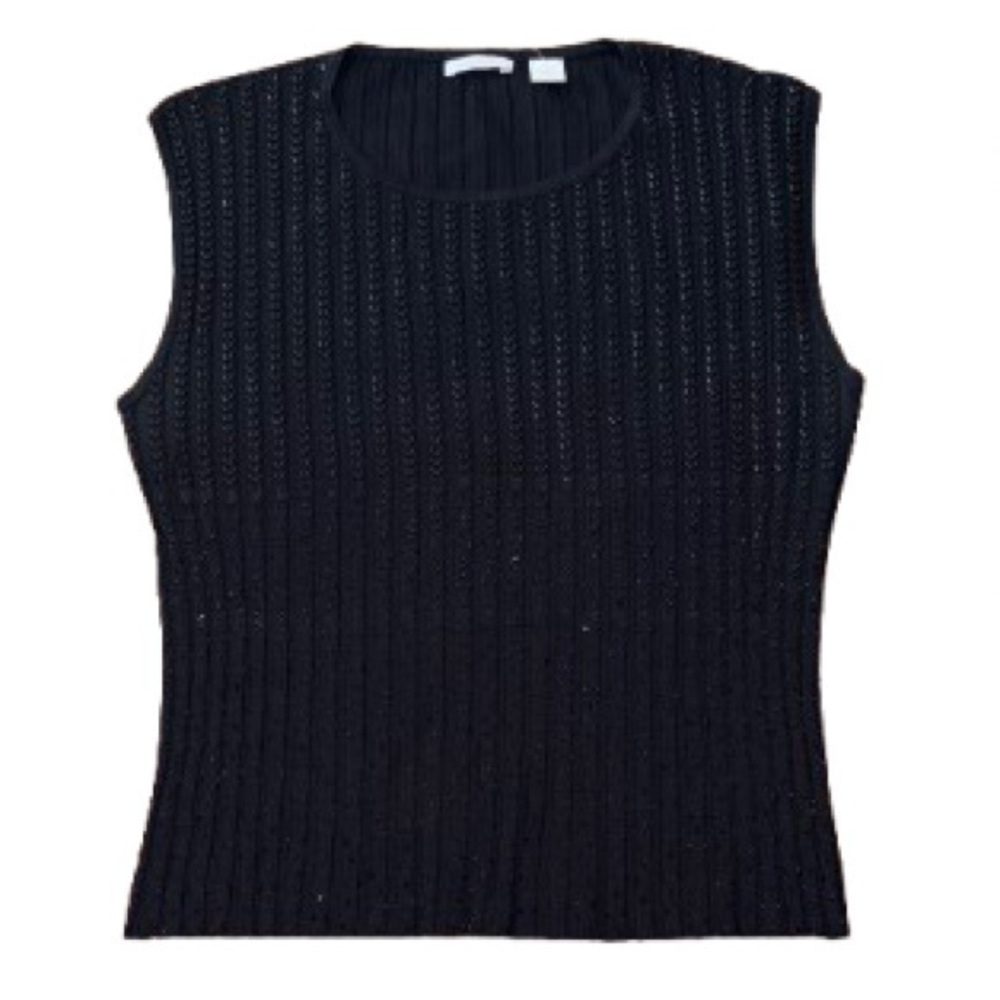 Marshall Fields Elegant Black Sleeveless sweater with beaded front size XL